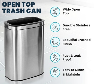 Alpine Industries Stainless Steel Trash Can with Liner, 10.5 Gallon (ALP470-40L)