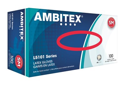 Ambitex® L5101 Series Latex Multipurpose Gloves, Powdered, Cream, Small, 100/Box (LSM5101)