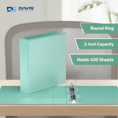 Davis Group, 2, 8.5 x 11, Round Ring View Binder, Pastel Color, Mint, 6/Pack (7413-14-06)