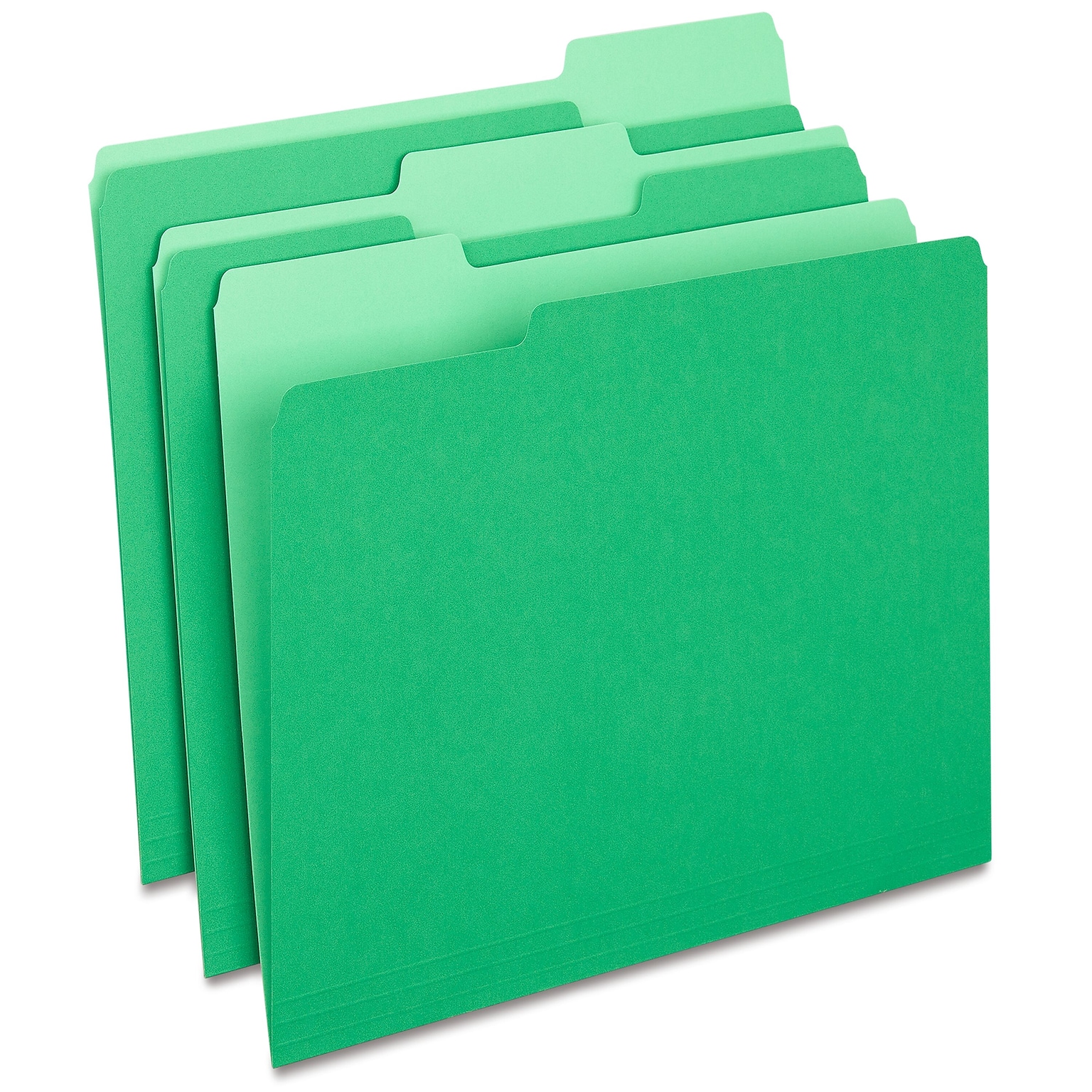 Staples File Folders, 1/3-Cut Tab, Letter Size, Green, 100/Box (ST224543-CC)