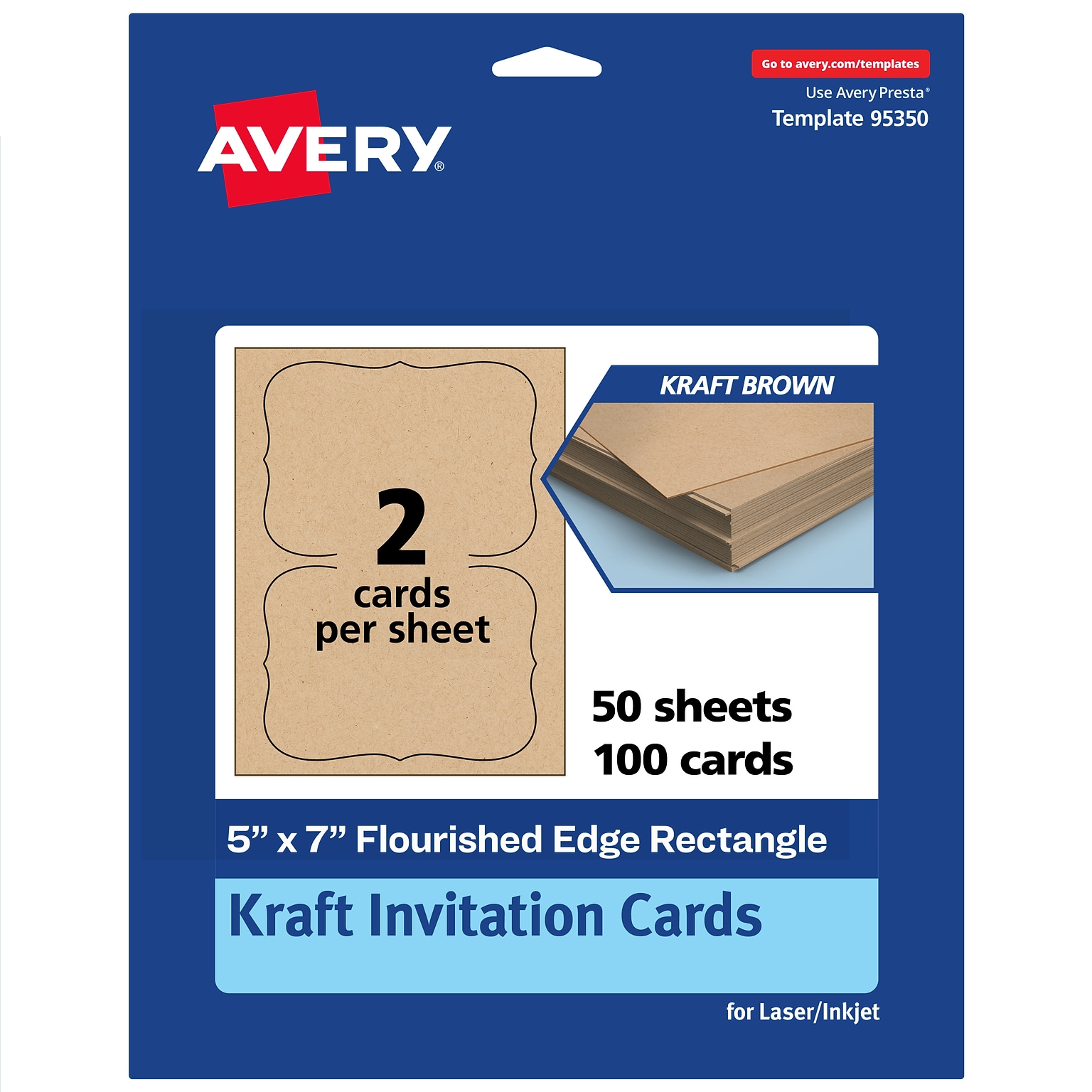 Avery Matte General Use Blank Cards, Kraft Brown, 100/Box (95350)