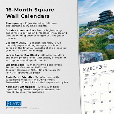 2024 Plato Inspiration 12" x 24" Monthly Wall Calendar (9781975466275)