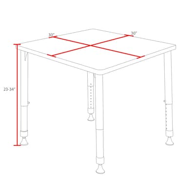 Regency Square Activity Table, 30" x 30", Height Adjustable, Grey (TB3030GYAPBK)