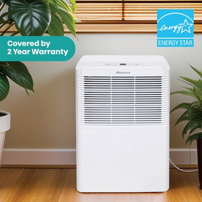 Hisense Energy Star 25-Pint Portable Dehumidifier, Single Speed, Covers up to 1,500 sq. ft., White (ADH25K26)