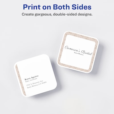 Avery Clean EdgeBusiness Cards, 2.5" x 2.5", White, 9 Cards/Sheet, 180 Cards/Pack (35702)
