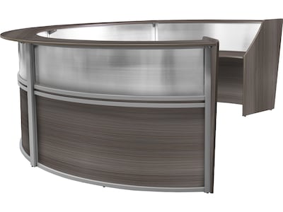 Regency Marque 142W Curved Reception Desk Workstation, Driftwood Gray (77314GY)