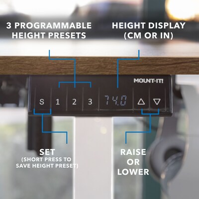 Mount-It! Large 63"W Electric Corner Adjustable Standing Desk, Brown/White (MI-15018)