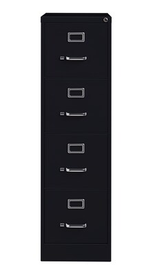 Hirsh Commercial 4-Drawer Vertical File Cabinet, Letter Size, Lockable, 52H x 15W x 26.5D, Black (14105)