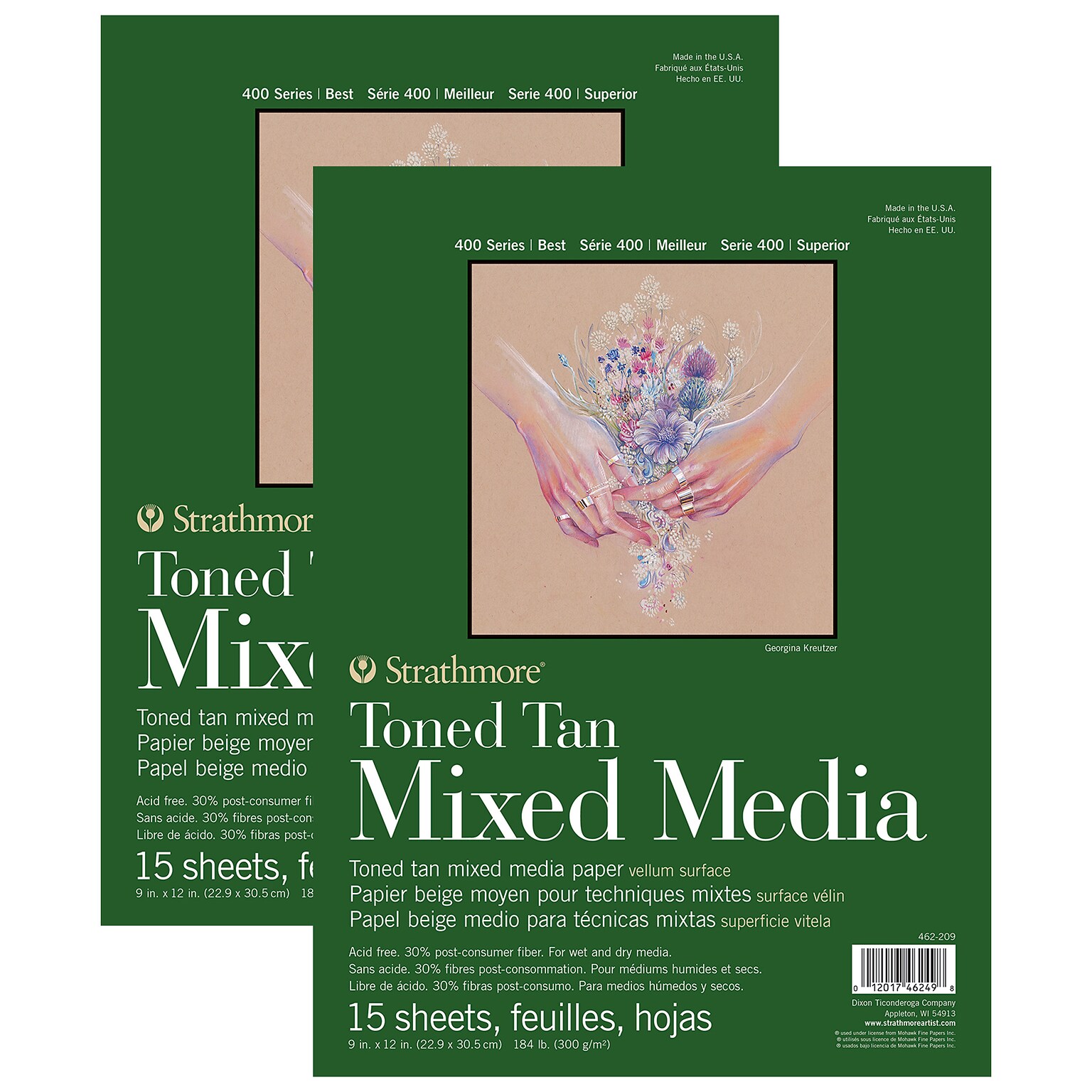 Strathmore 400 Series 9 x 12 Mixed Media Sketch Pad, 15 Sheets/Pad, 2/Bundle (STTP462209-2)