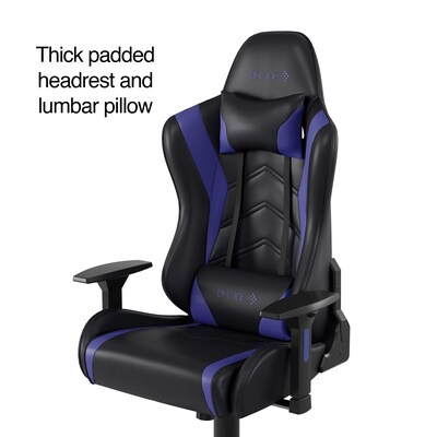 Quill Brand® Emerge Vartan Bonded Leather Gaming Chair, Blue/Black (53242)