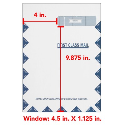 ComplyRight CMS-1500 Self Seal Security Tinted Window Envelope 9" x 12 1/2", White/Blue, 100/Pack (1500RS)