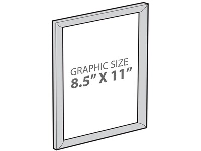 Azar Poster Holder, 8.5 x 11, Wall Mounted, Silver Plastic (300336-SLV-4PK)