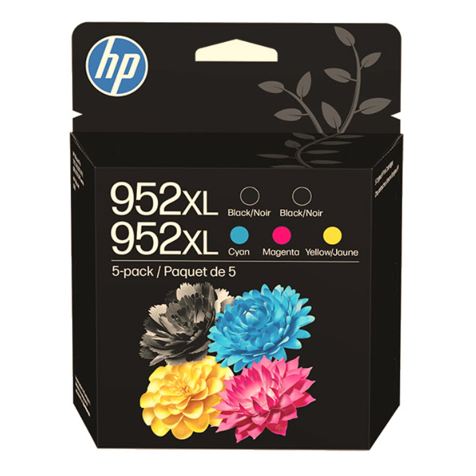 HP 952XL Black/Cyan/Magenta/Yellow High Yield Ink Cartridge, 5/Pack (6ZA00AN#140)