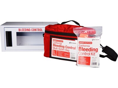 First Aid Only Bleeding Control Cabinet with Multiple Victim Bag, California AB2260, with Alarm (91521)