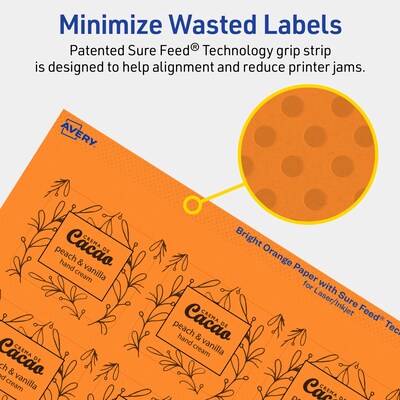 Avery Rectangle Multipurpose Labels, 1-13/16" x 2-3/16", Bright Orange, 480/Pack (94233)