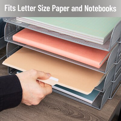 Mind Reader Metal Side Loading Stackable Letter Tray, Silver (DSTACK4-SIL)