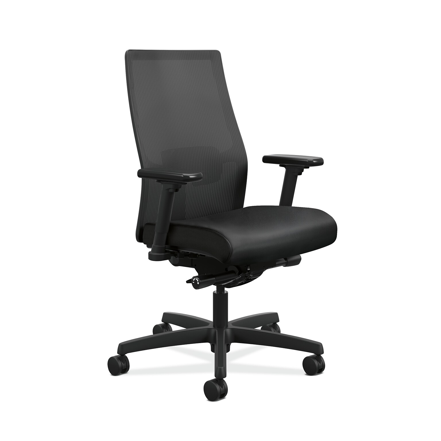 HON Ignition 2.0 Mesh/Vinyl Mid-Back Task Chair, Adjustable Arms, Black (HONI2M2AMLU10TK)