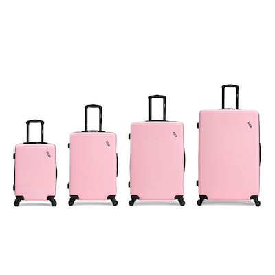DUKAP Discovery 4-Piece Hardside Spinner Luggage Set, TSA Checkpoint Friendly, Pink (DKDISSMLXL-PNK)