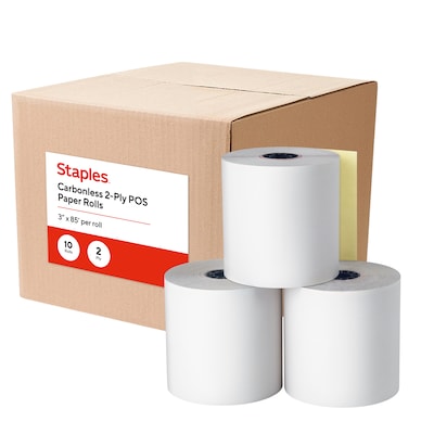 Staples Carbonless Paper Rolls, 3W x 85, 10/Pack (18223-CC)