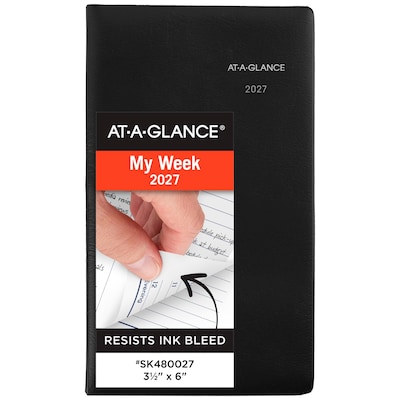 2027 AT-A-GLANCE DayMinder 3.5 x 6 Weekly Planner, Plastic Cover, Black (SK48-00-27)