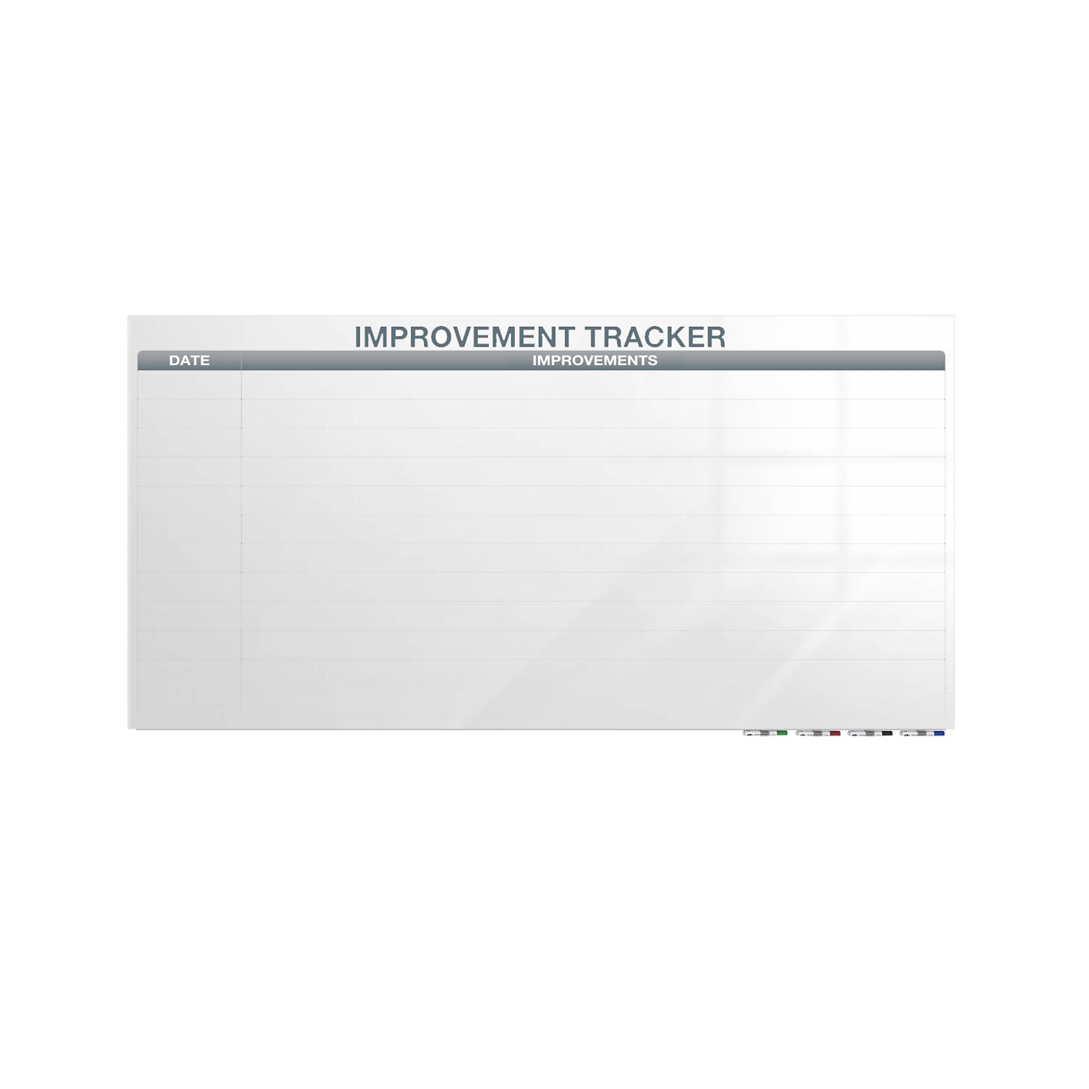 Ghent Manufacturing Aria Low Profile Glassboard, Improvement Tracker 1, Non-Magnetic, 4H x 6W (GRPARIASN02V-46)