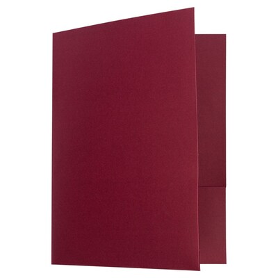 LUX Linen 2 Pocket Paper Presentation Folder, Burgundy Red Linen, 50/Pack (SF-101-DB100-50)