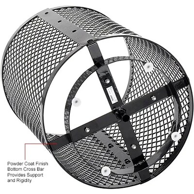 Global Industrial Outdoor Diamond Steel Trash Can w/ Dome Lid & Base, 36 Gallon, Black (261948BKD)