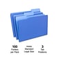 Staples® File Folders, 1/3 Cut Tab, Legal Size, Blue, 100/Box (TR224568)