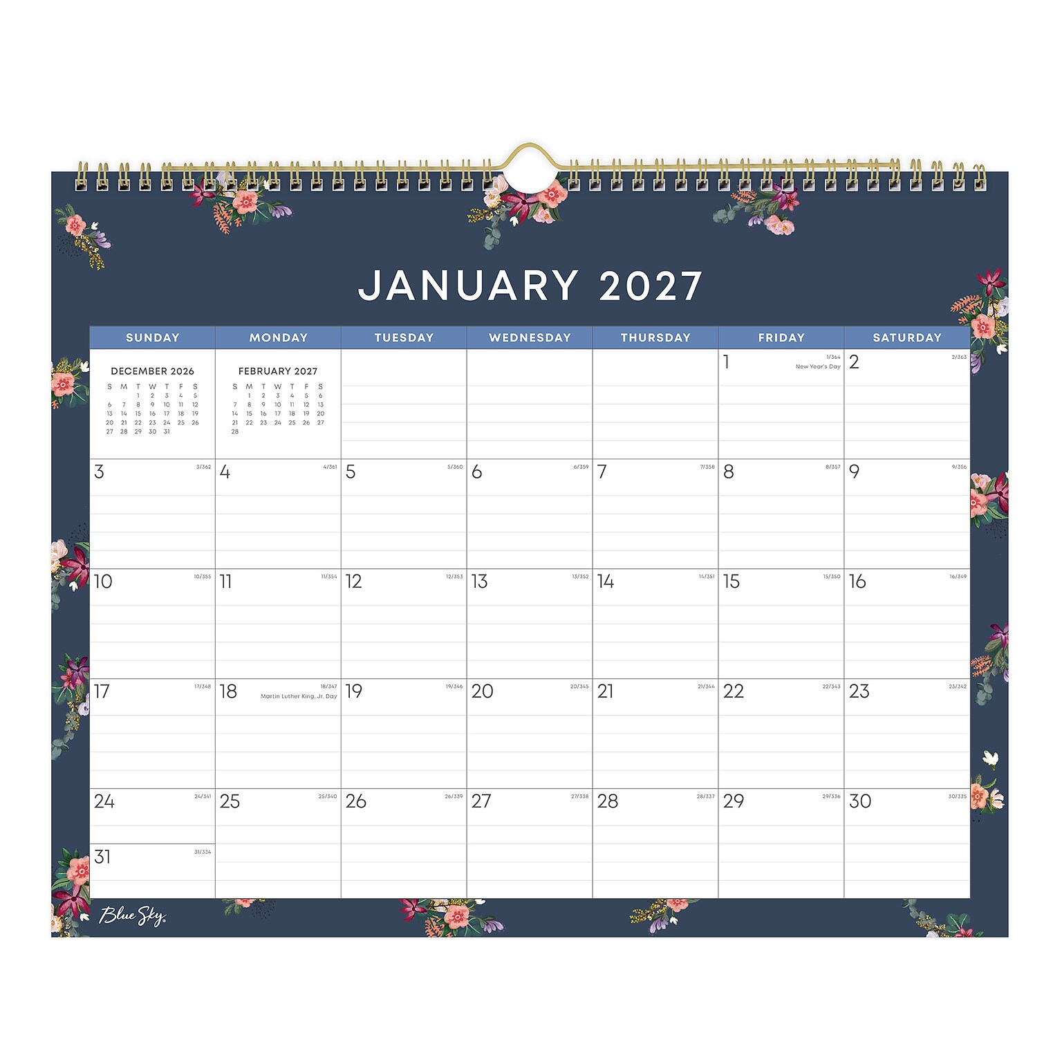 2027 Blue Sky Ashlyn Navy 15 x 12 Monthly Wall Calendar (148617-27)