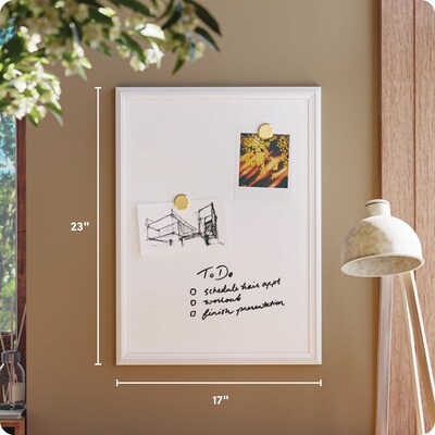 U Brands Magnetic Painted Steel Dry-Erase Board, Wood Frame, 17 x 23 (7080U00-01)