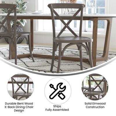 Flash Furniture Advantage Wood X-Back Chair, Armless, Gray (XBACKGREY)
