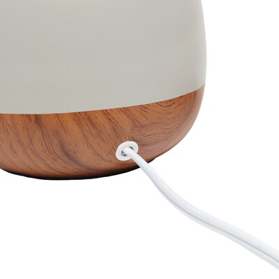 Simple Designs Petite Mid Century Table Lamp, Dark Wood and Light Gray (LT2078-DWG)