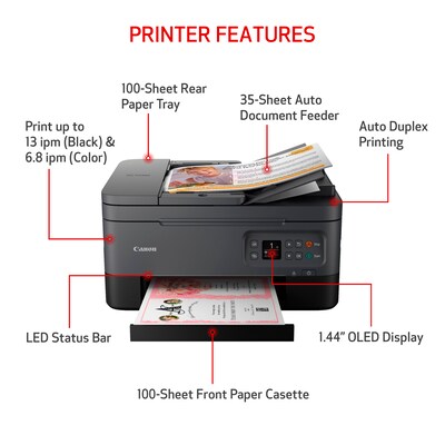 Canon PIXMA TR7020a Wireless Color Inkjet Printer, All-In-One, Print, Scan, Copy (TR7020A BLACK)