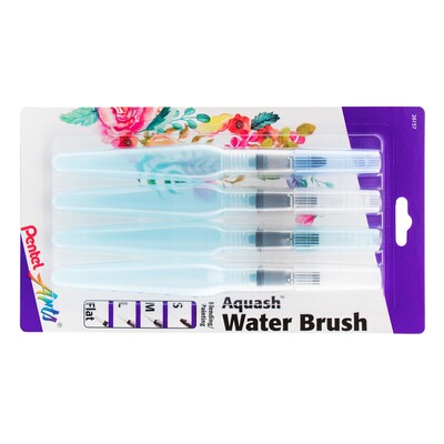 Pentel Arts Aquash Water Brush Assorted Tips, 4/Pack (PTAFRHBP4M)