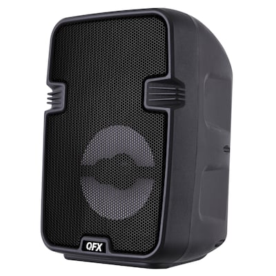 QFX True Wireless Portable Bluetooth Speaker with LED Party Lights, FM Radio & Microphone Input, Bla