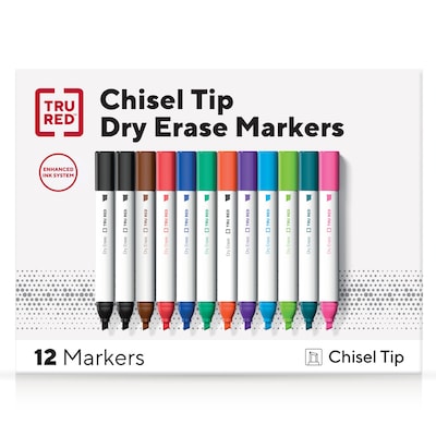 TRU RED™ Tank Dry Erase Markers, Chisel Tip, Assorted, 12/Pack (TR54567/TR61441)