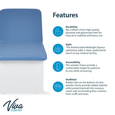 Viva Comfort Lucas Recovery Couch with Storage Shelf & Adjustable Backrest, Blue (ADI996-12-BLU-MK)