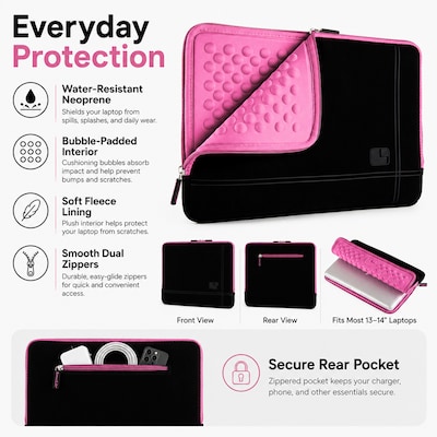 SumacLife 13" Laptop Sleeve, Black/Pink (NBKLEA672)