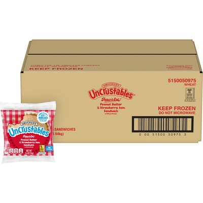 Smuckers Uncrustables Wheat Peanut Butter & Strawberry Jam Sandwiches, 2.6 oz., 48/Count (220-02220)