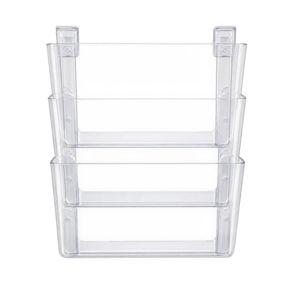 TRU RED Unbreakable 3-Pocket Plastic Letter Wall File, Clear – Heavy-Duty Wall-Mounted Organizer for Mail, Documents & Folders