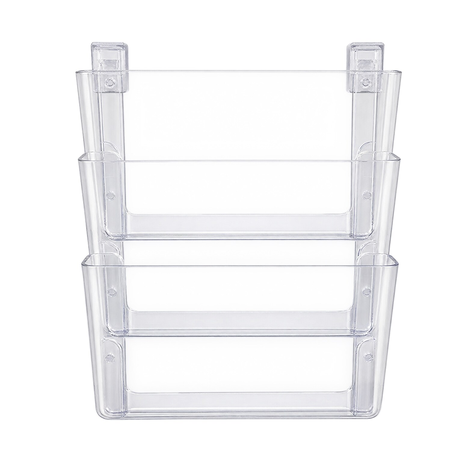 TRU RED Unbreakable 3-Pocket Plastic Letter Wall File, Clear – Heavy-Duty Wall-Mounted Organizer for Mail, Documents & Folders