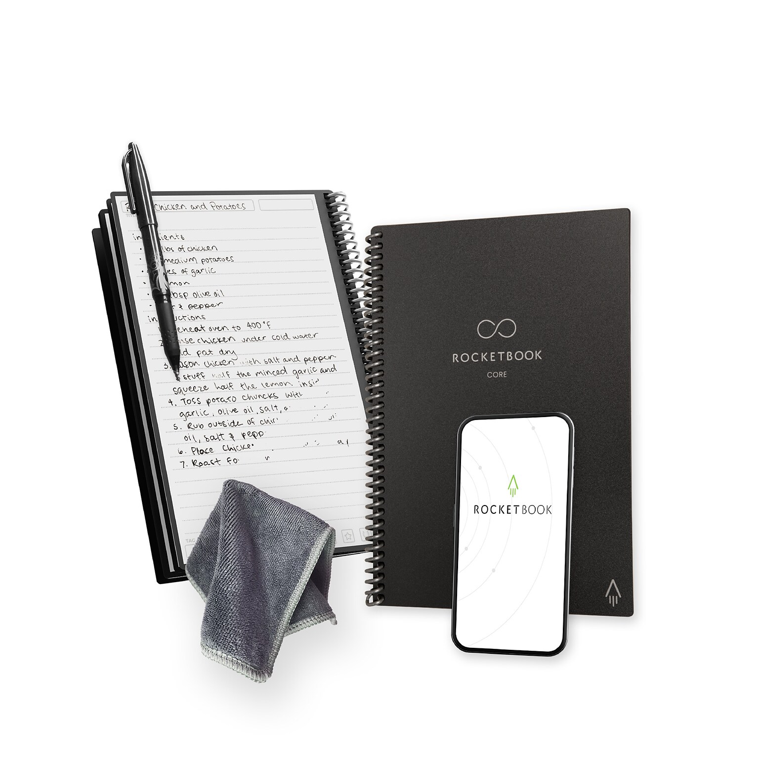 Rocketbook Core Professional Notebooks, 6 x 8.8, College Ruled, 18 Sheets, Black (EVR2-E-RC-A-FR)