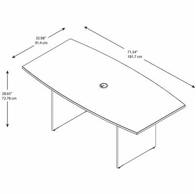 Bush Business Furniture 72W x 36D Boat Shaped Conference Table with Wood Base, Mocha Cherry (99TB7236MR)