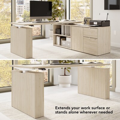 Bush Business Furniture Stratus 24H Storage Cabinet with 2 Shelves, 2 Drawers, Natural Elm (SUS130NE)