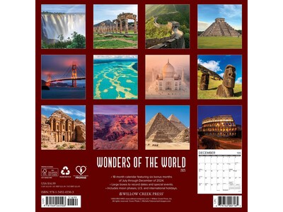 2025 Willow Creek Wonders of the World 12 x 12 Monthly Wall Calendar (45503)