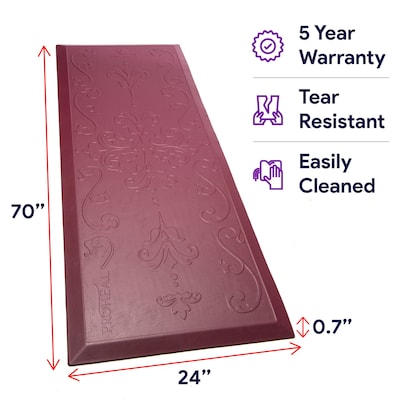 ProHeal Beveled Edge Fall Mat for Seniors, 70" x 24" x 0.7", Maroon (PH-51001MR)