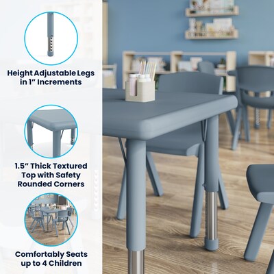 Flash Furniture Wren Square Activity Table, 24" x 24", Height Adjustable, Dusty Blue (YUYCX0022SQRDTB)