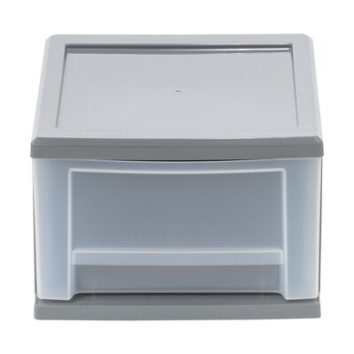 Iris Stackable Plastic Storage Bin with Drawer, Gray, 5/Pack (500162)