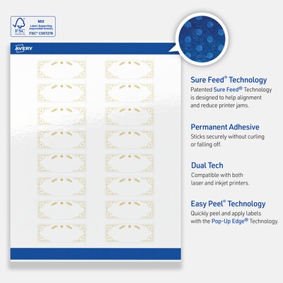 Avery Rectangle Multipurpose Labels, 1" x 2-5/8", White, 160/Pack (19479370642)