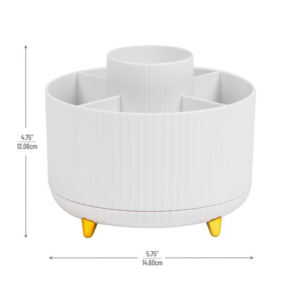 Mind Reader 5-Compartment Rotating Plastic Pen Holder, White (SPINPEN-WHT)